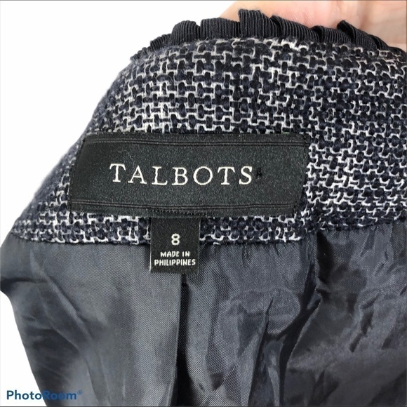 Talbots Woven Blue Ribbon Trim Jacket Sz 8 - Picture 5 of 8